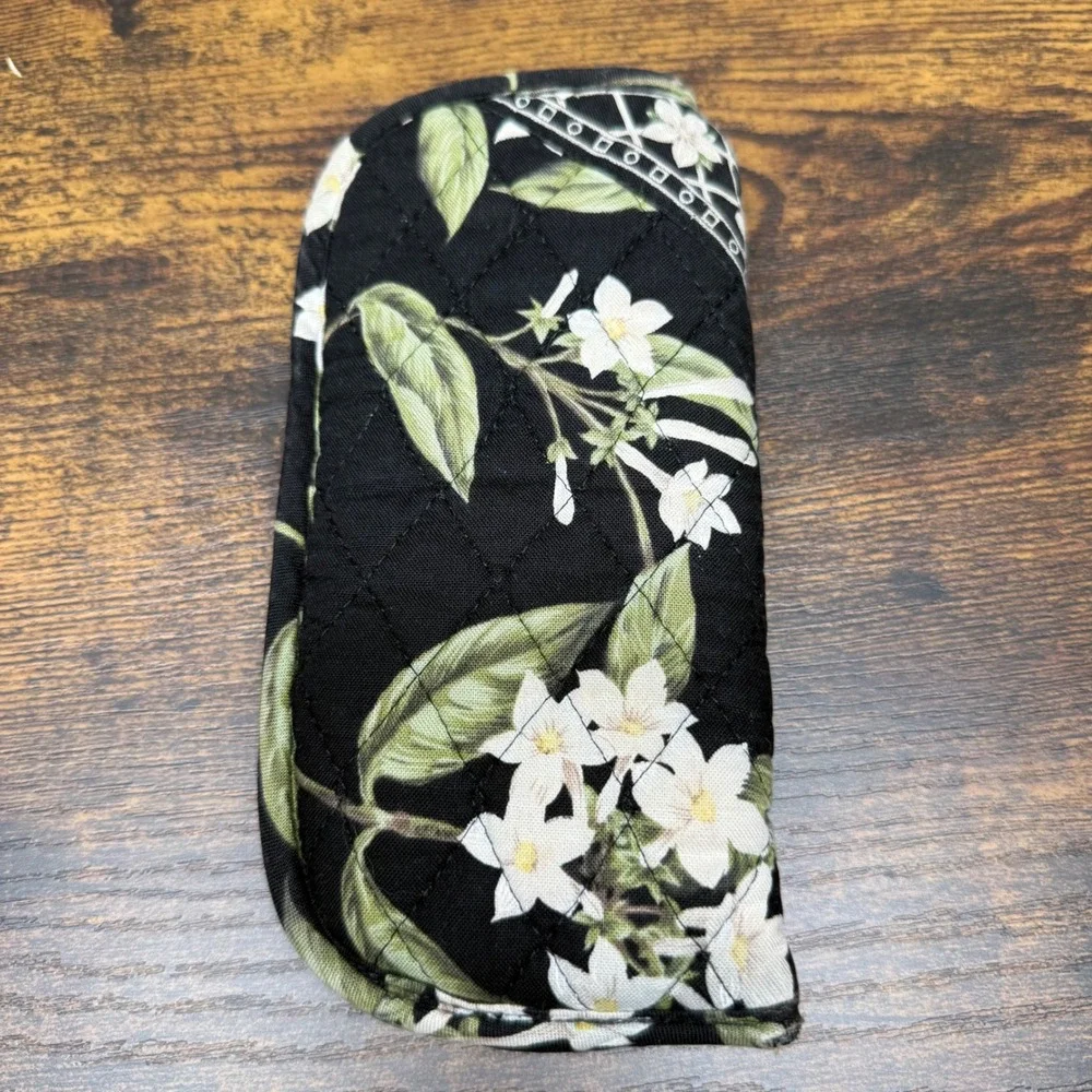 Vera Bradley Quilted Eyeglass Case Night and Day Black White Floral Padded Pouch